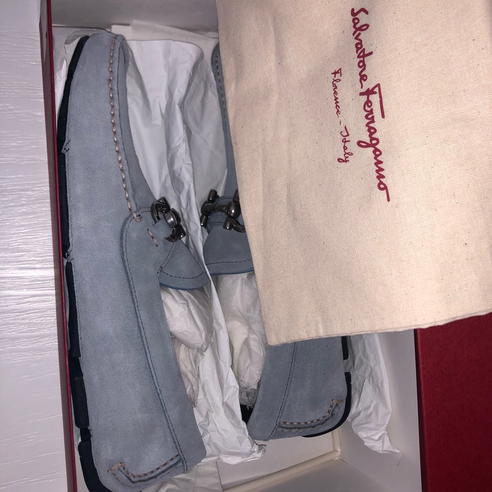 Suede Ferragamo loafers